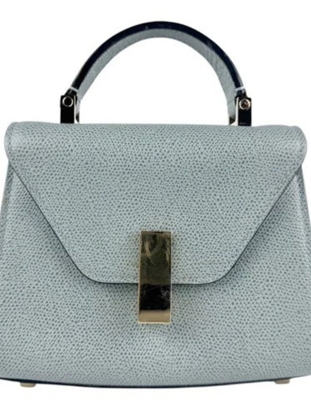 Auth Valextra Micro Iside Handbag Crossbody Shoulder Bag Gray Blue Leather z8104